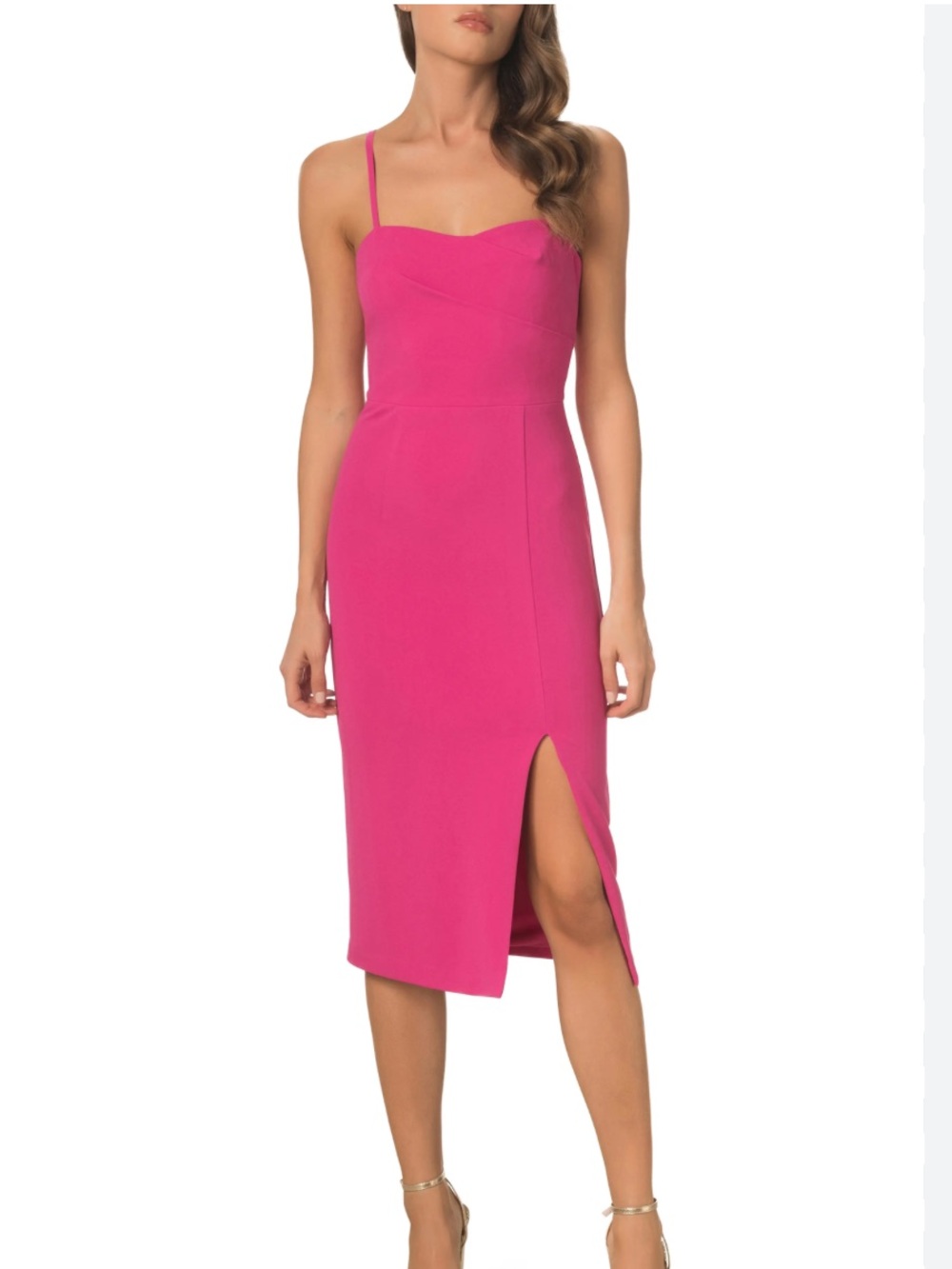 Dress the Population Fuchsia Midi Dress with Side Slit